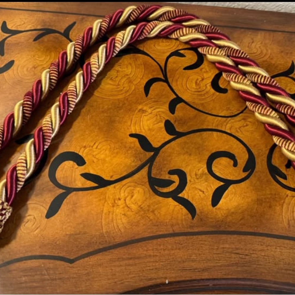 Decorative Burgundy and Gold Twisted Rope Curtain Tiebacks
